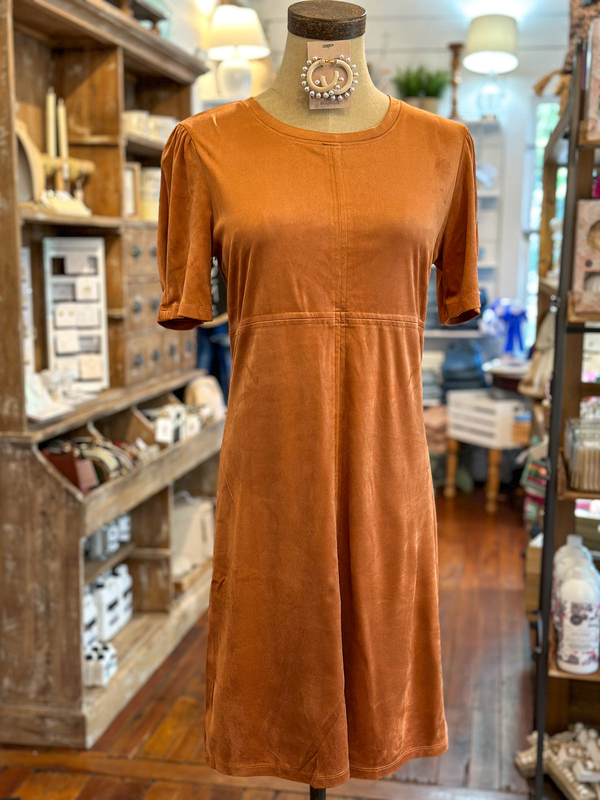rust color suede style dress another love