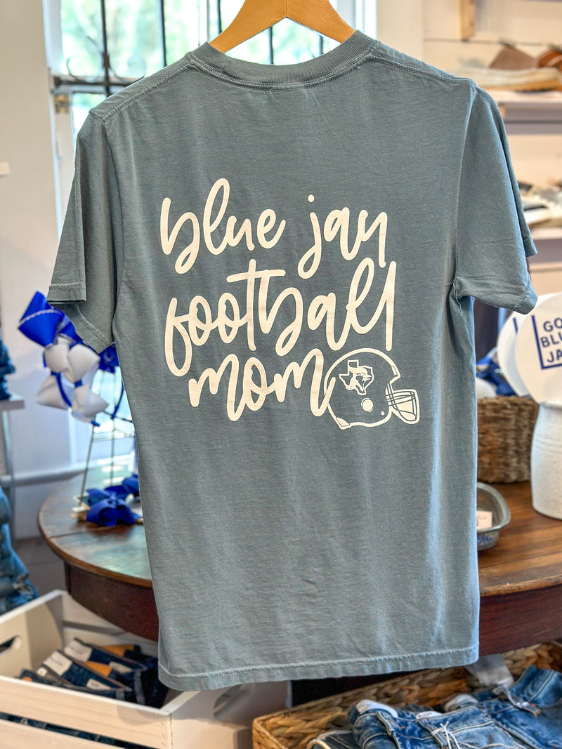 blue jay mom football tee back