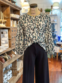 black and green long sleeve flowy top