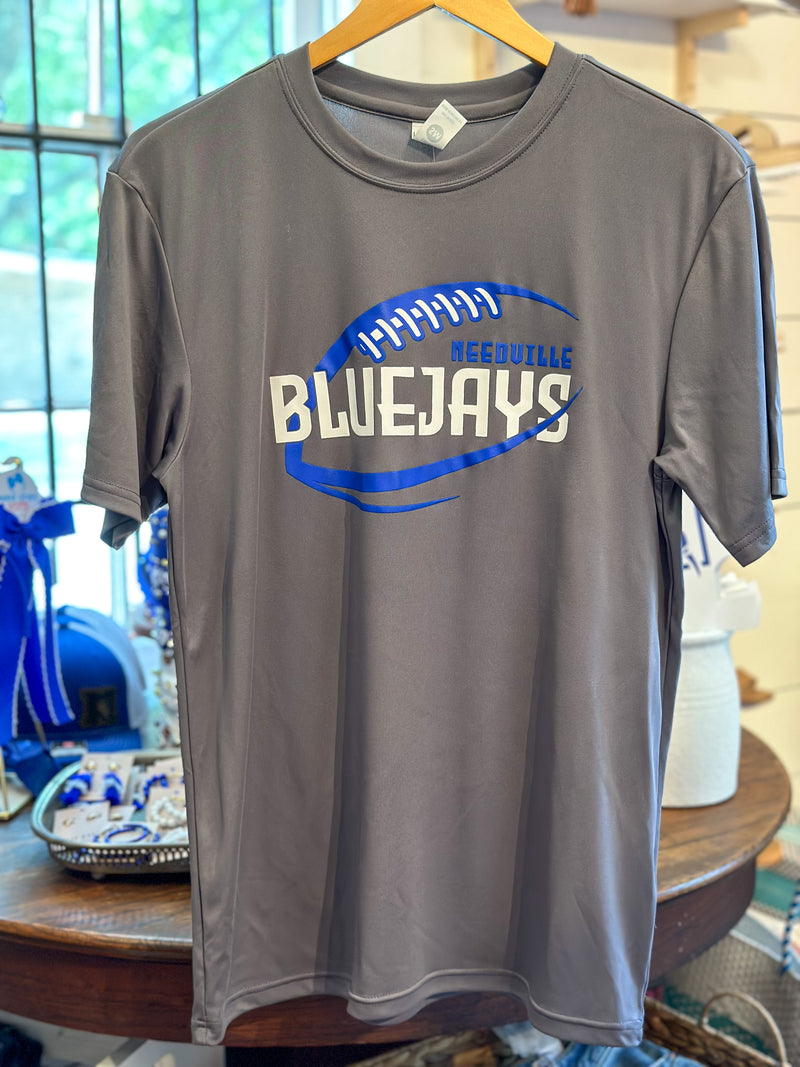 grey needville football performance blend top