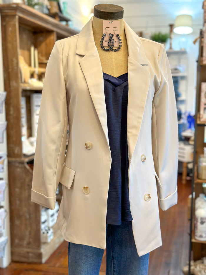 polyester blend oatmeal color blazer