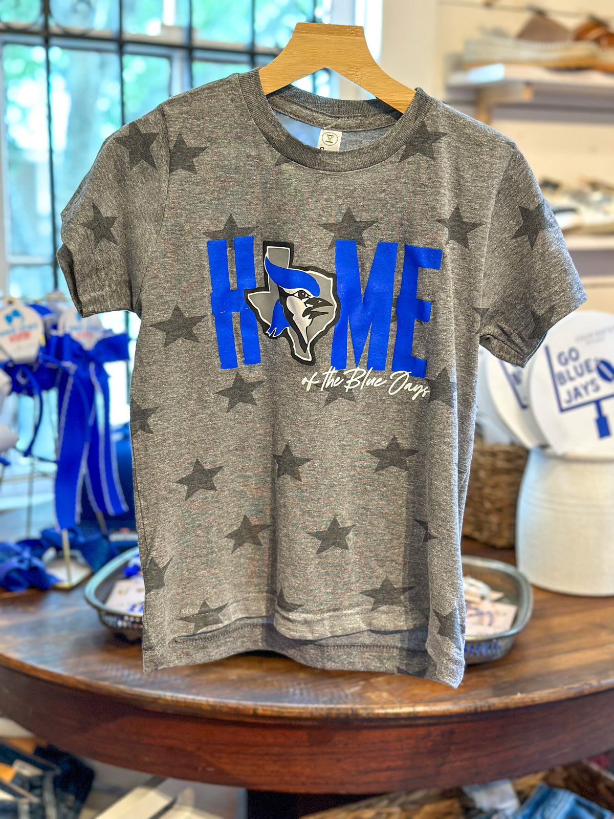 youth grey star tee home of the blue jays needville tee