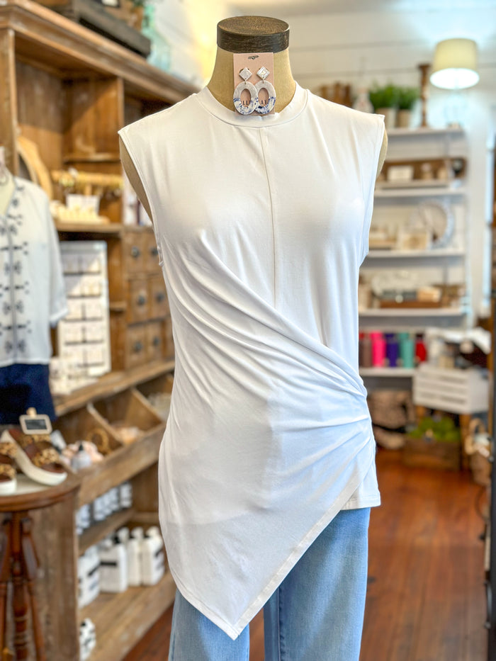 white another love asymmetrical top 