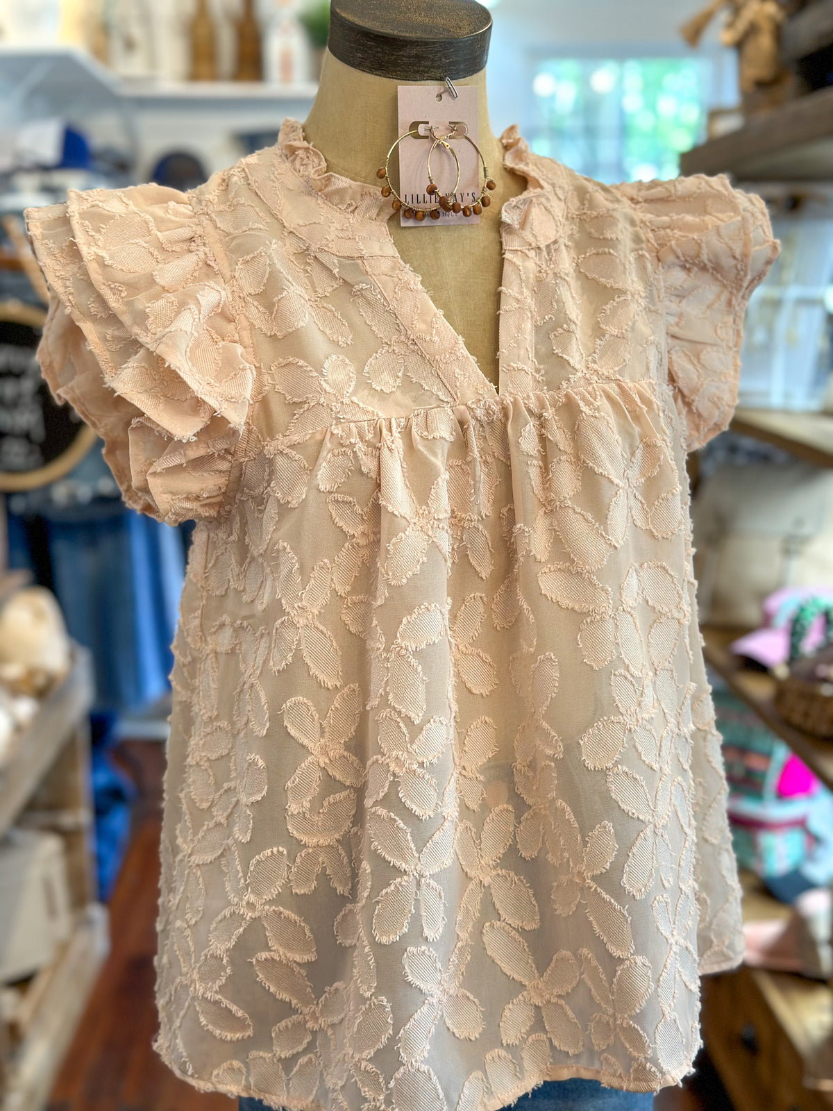 cream floral thml top