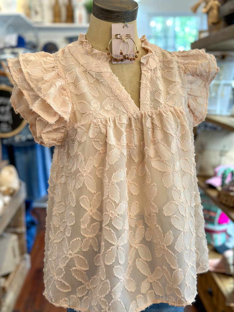 cream floral thml top