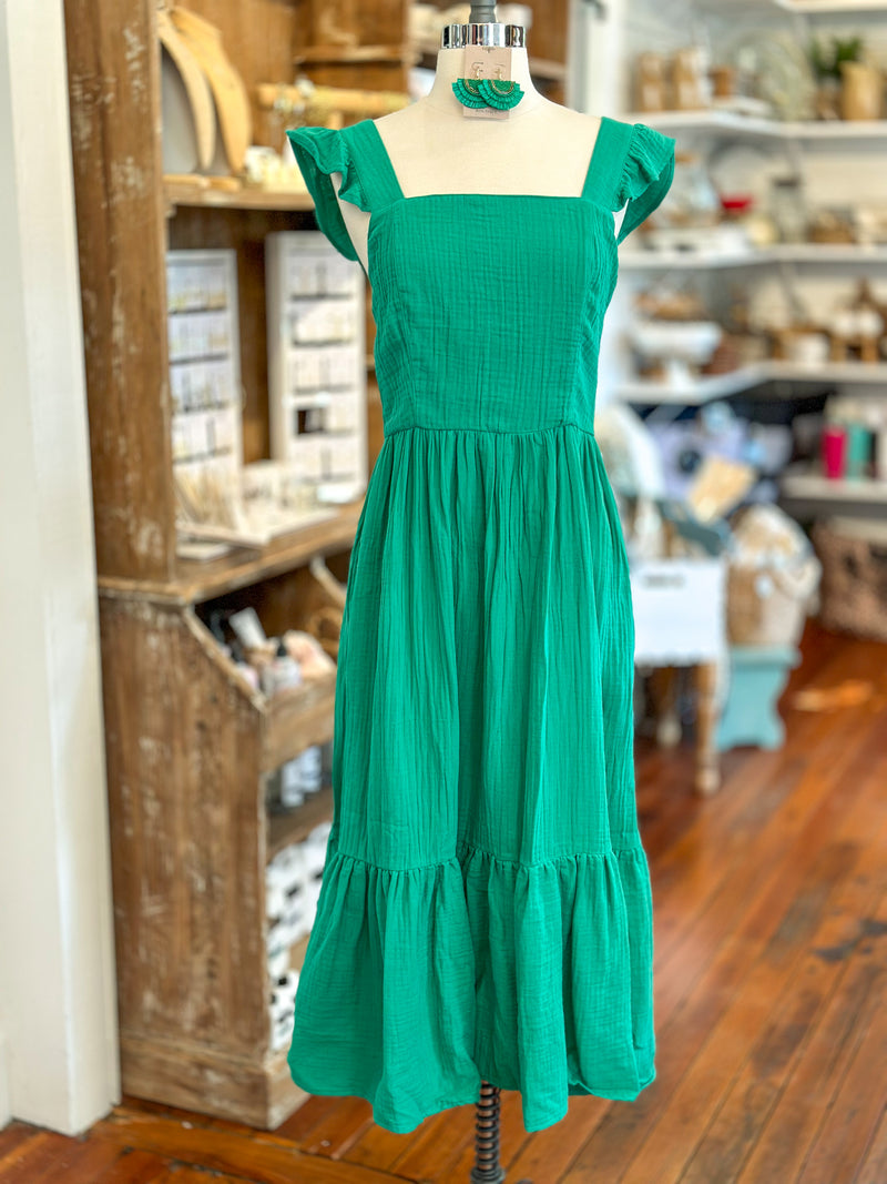 green midi length dress from another love