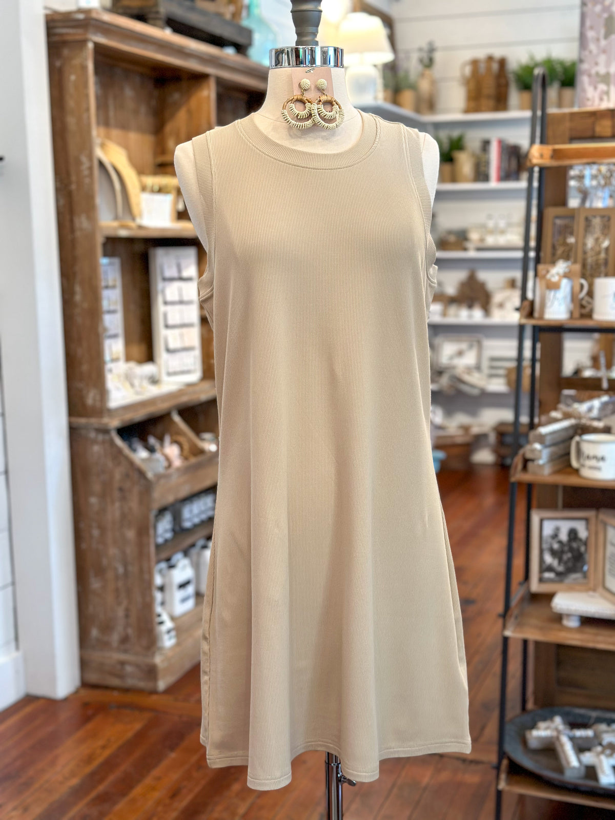 light cream ribbed style dress from another love