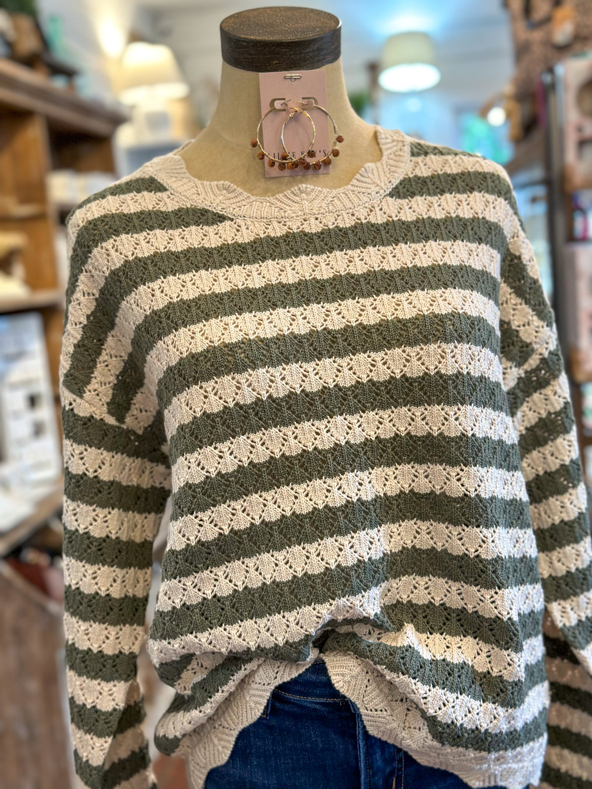 green and cream another love sweater