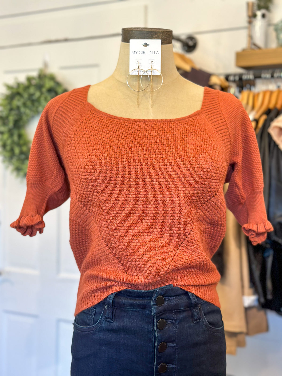 short sleeve rust color another love sweater