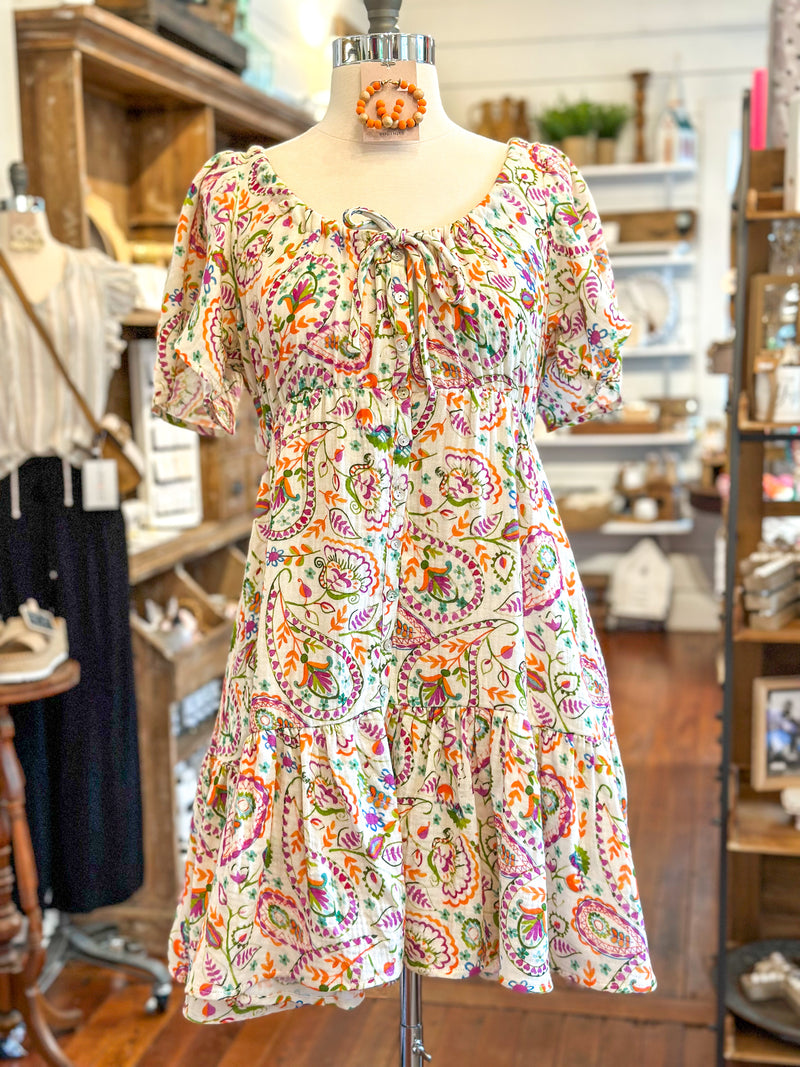 lita dress another love paisley printed with pockets