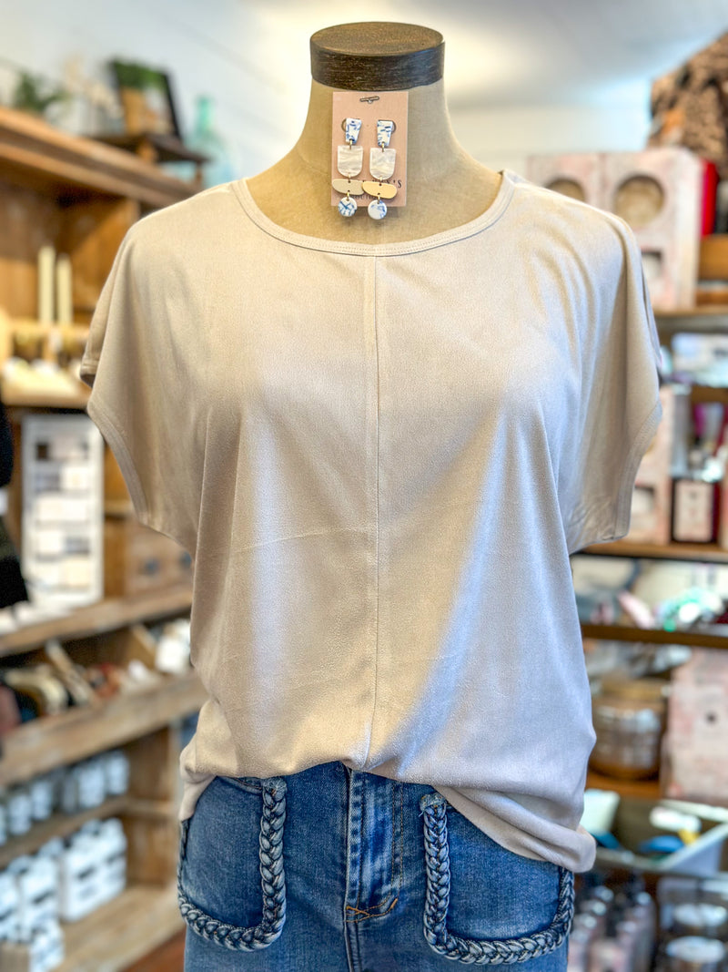 another love lacey top in cream. suede dolman style top