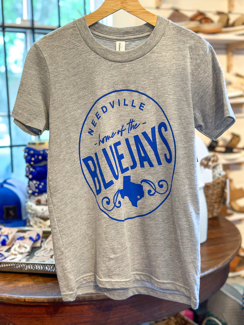 youth grey needvilleblue jays tee