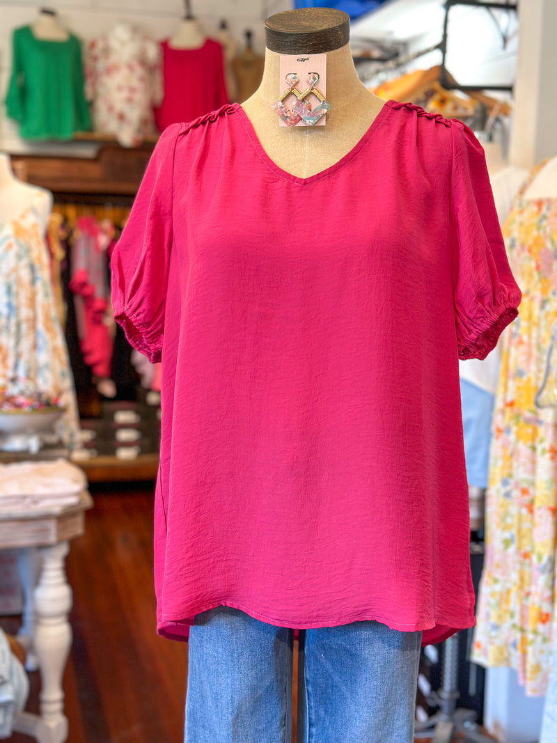 fuchsia pink silky soft top cotton bleu 