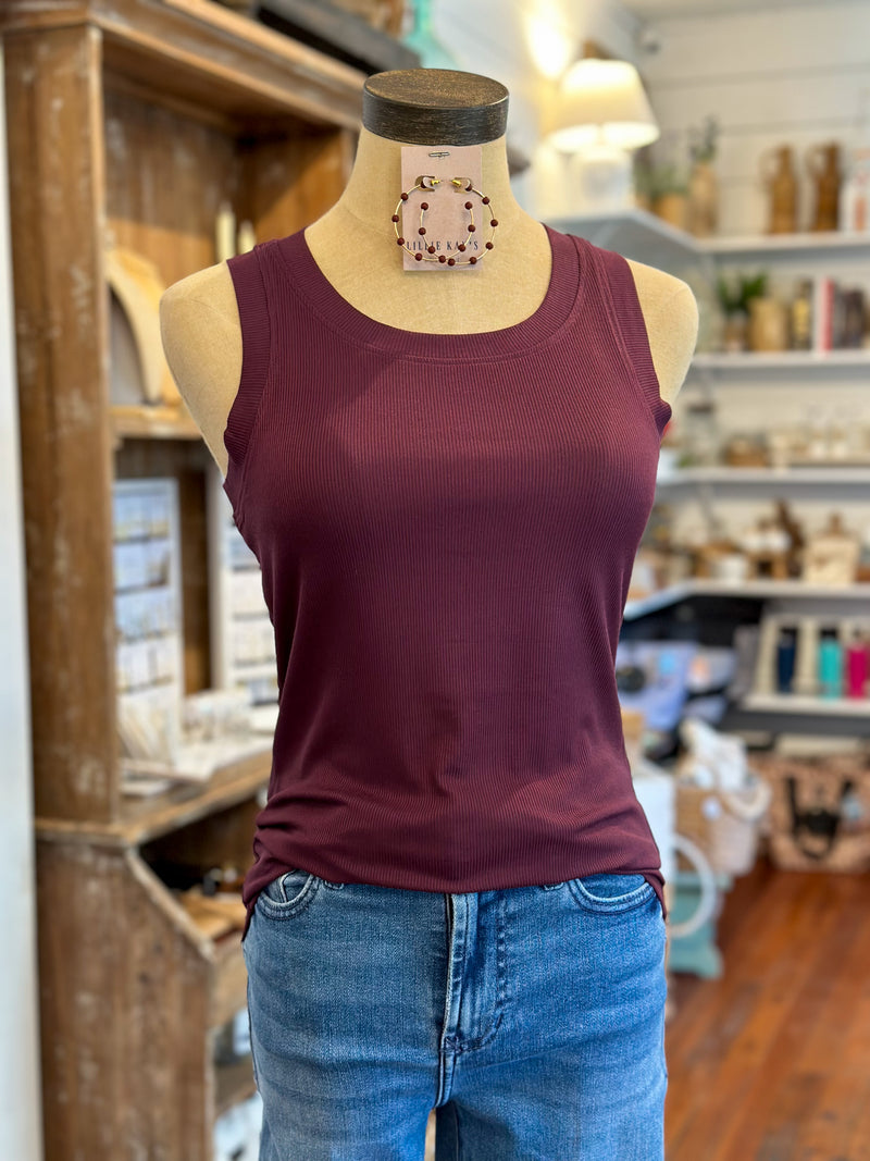 maroon ribbed style cleo tank another love