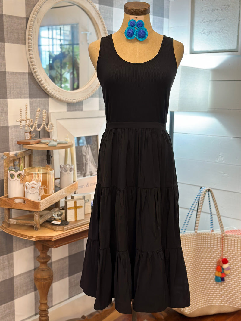 black another love ribbed top dress midi length 