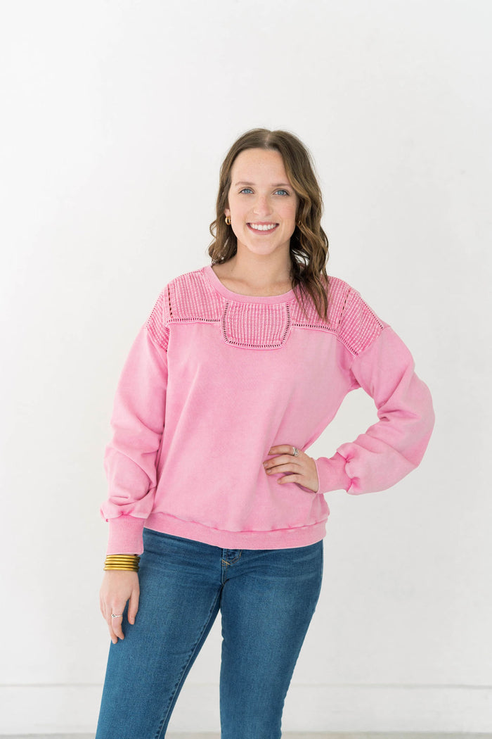 washed pink pullover top 