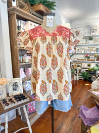 layerz clothing alura cream block print top