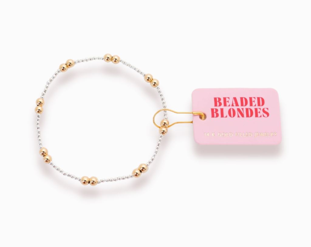 beaded blondes leah bracelet in silver with gold 
