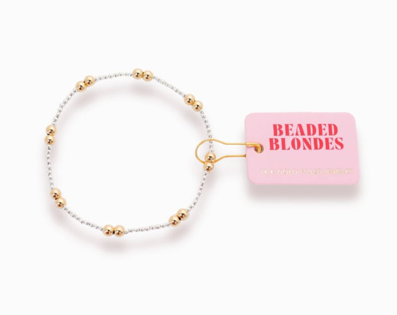 beaded blondes leah bracelet in silver with gold 
