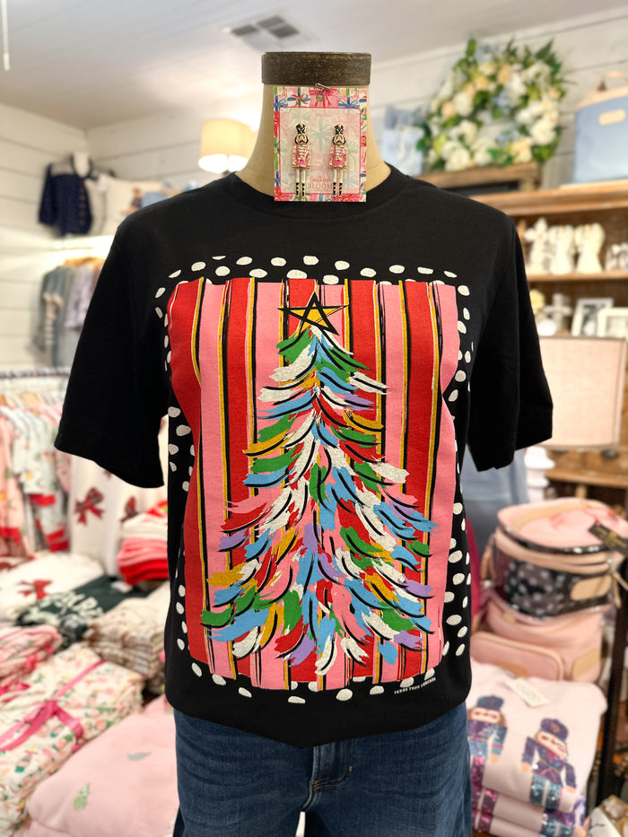 texas true threads black colorful christmas tree tshirt 