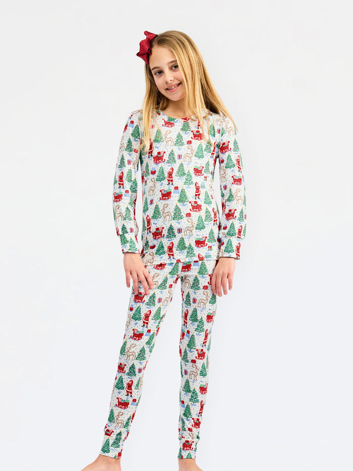 holiday christmas kids pajama set for girls or boys 