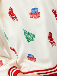 up close holiday themed christmas embroidered sweater 