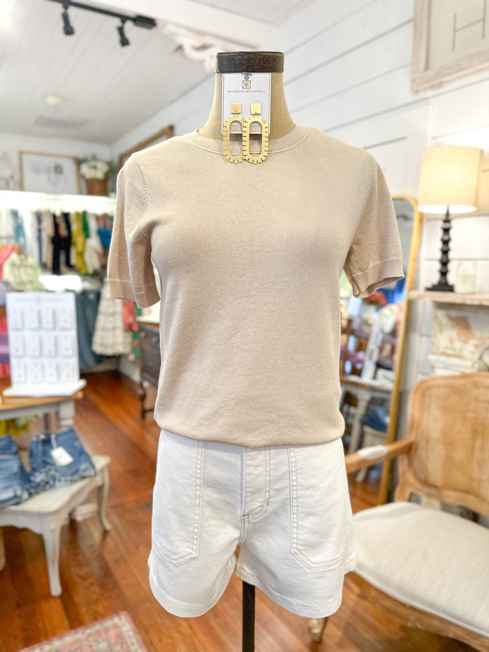 light weight short sleeve sweater top 