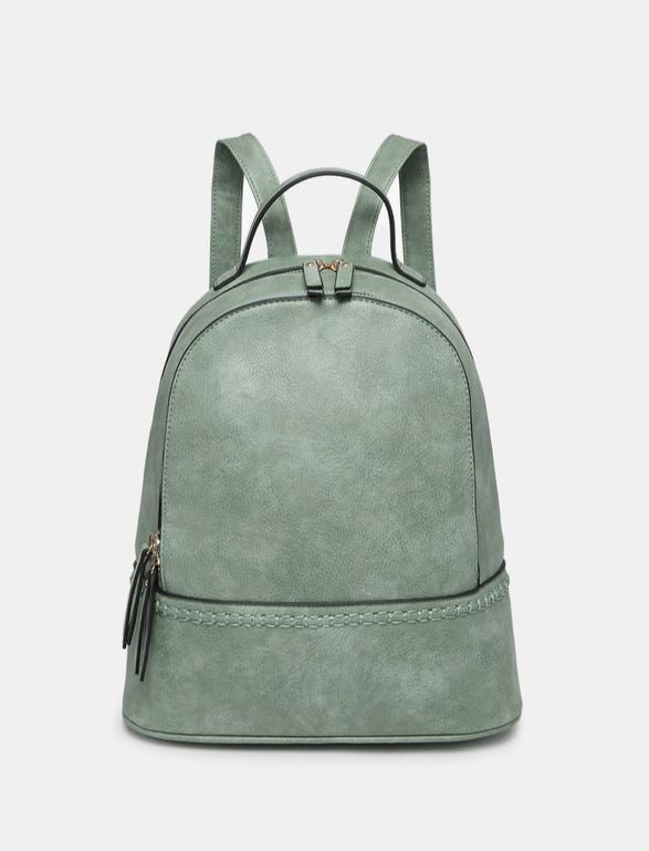 multi compartment backpack in jade green color