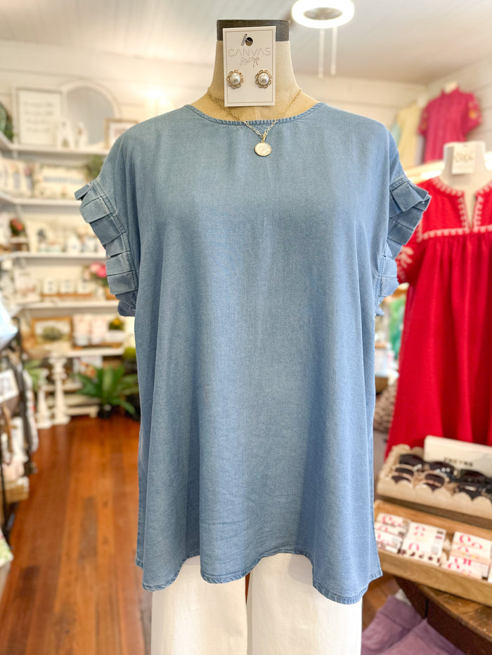 medium wash tencel top