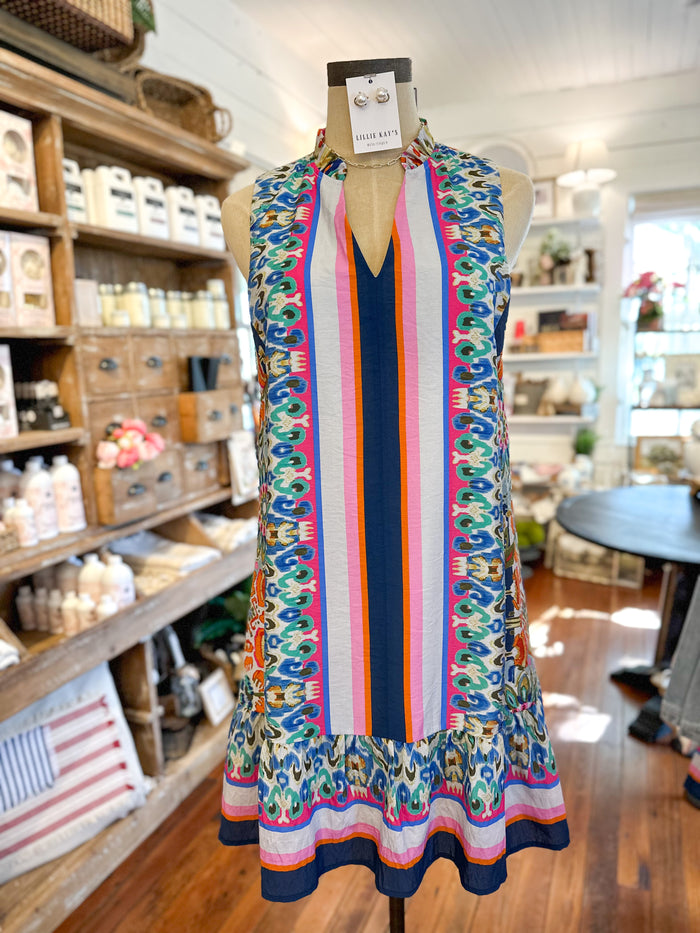 thml sleeveless dress mixed print 