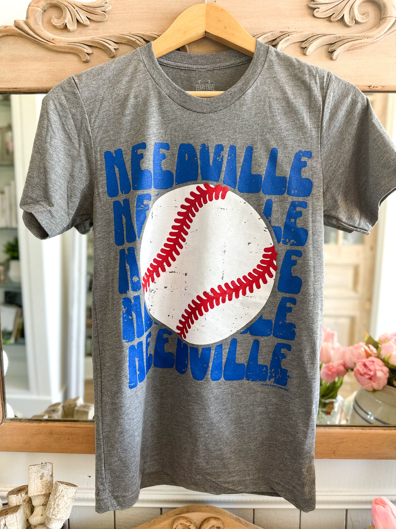 needville baseball tee on grey shirt 