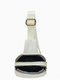 top of white nina purse with double pockets 
