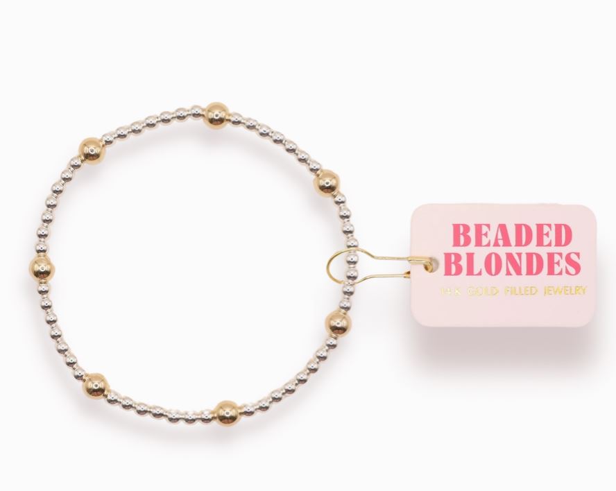 olive beaded blondes bracelet gold and silver