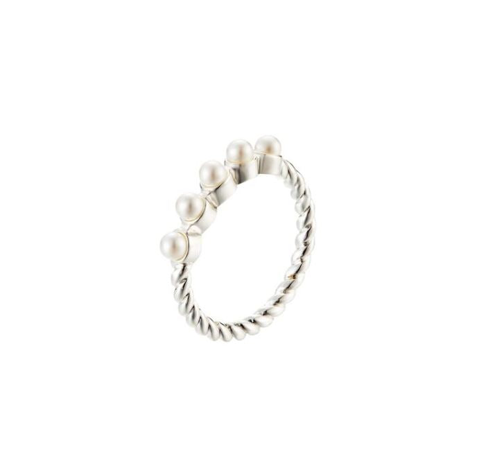 natalie wood silver pearl stacking ring