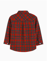 red plaid boys button down shirt