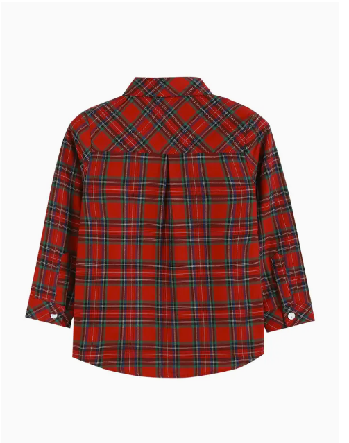 red plaid boys button down shirt