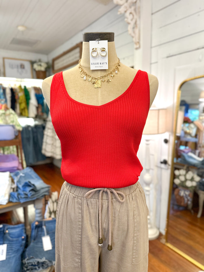 red ribbed tank top another love