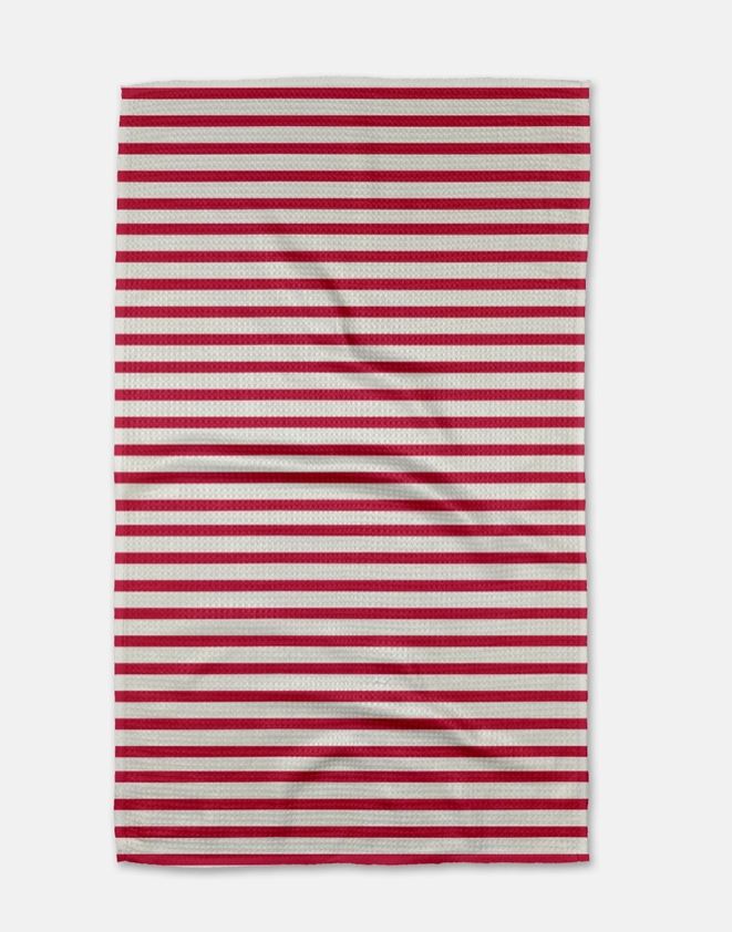 geometry red stripe towel 
