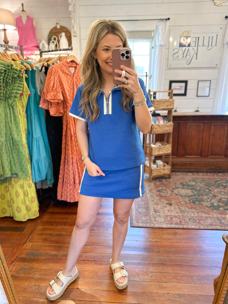 royal blue quilted top set layerz clothing daisy 