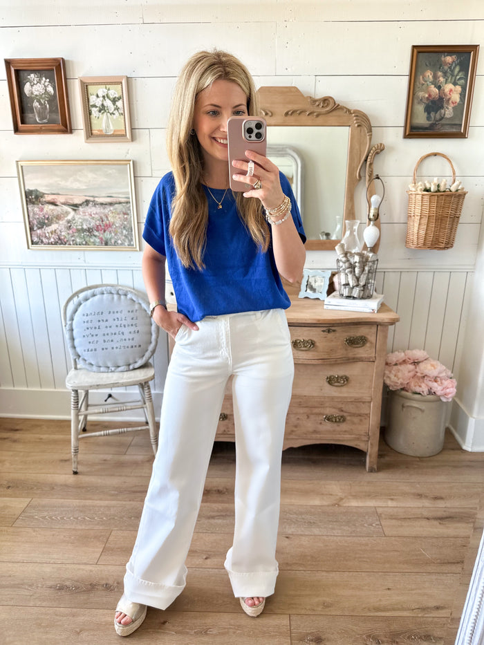 white trouser style pants
