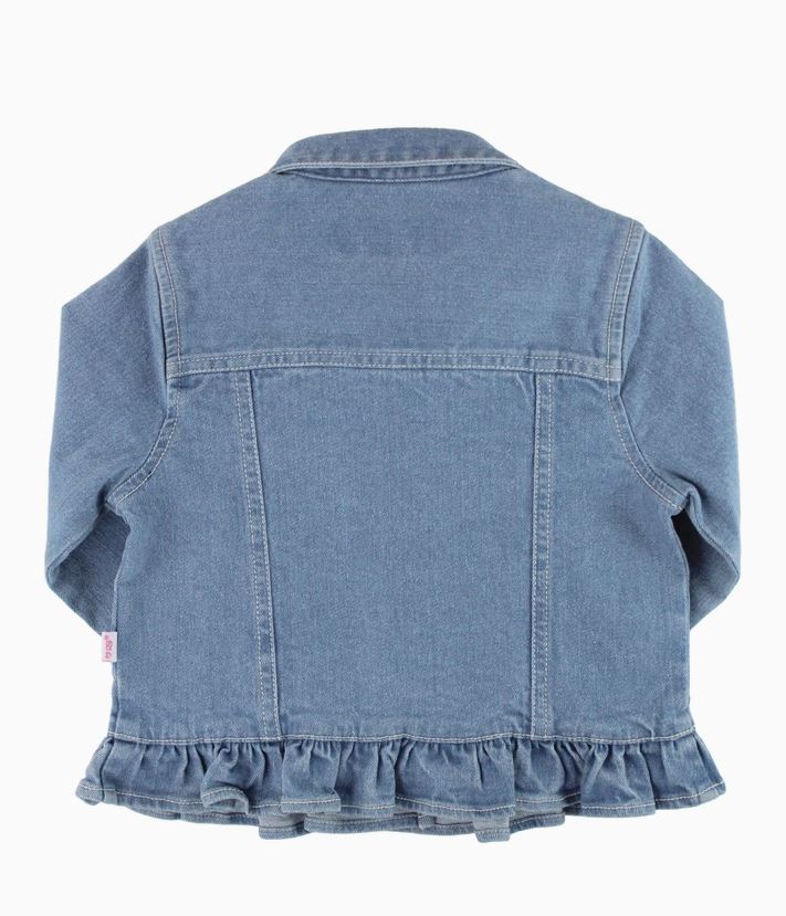 back of toddler rufflebutts denim jacket