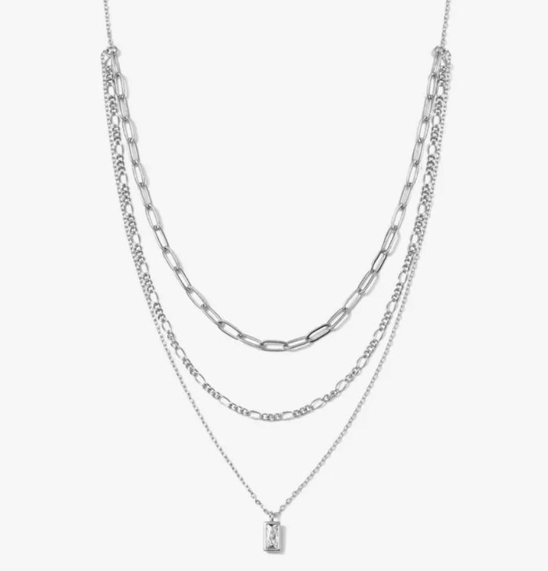 silver multi chain necklace