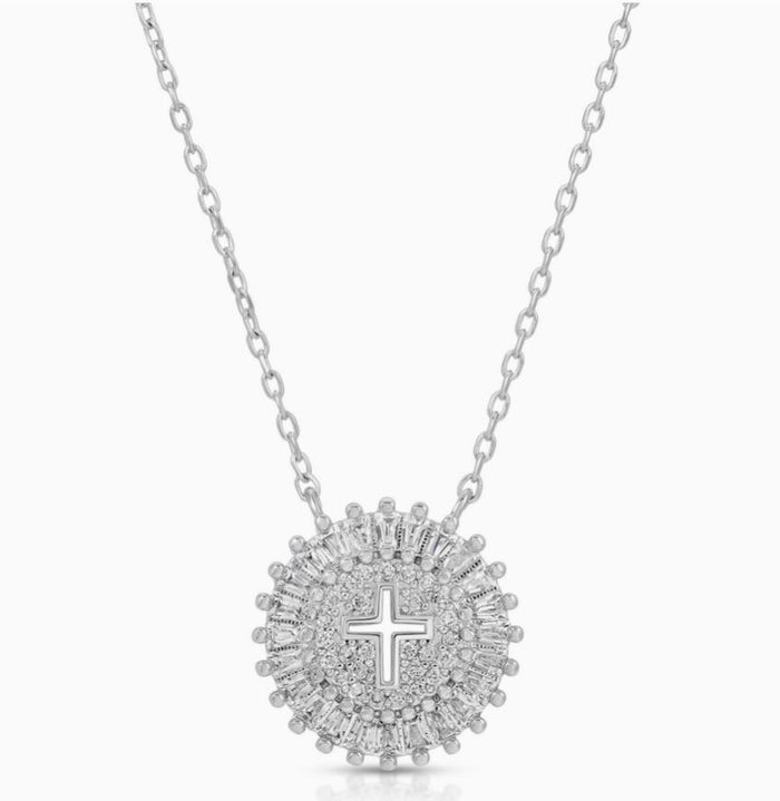 silver shimmer cross necklace 