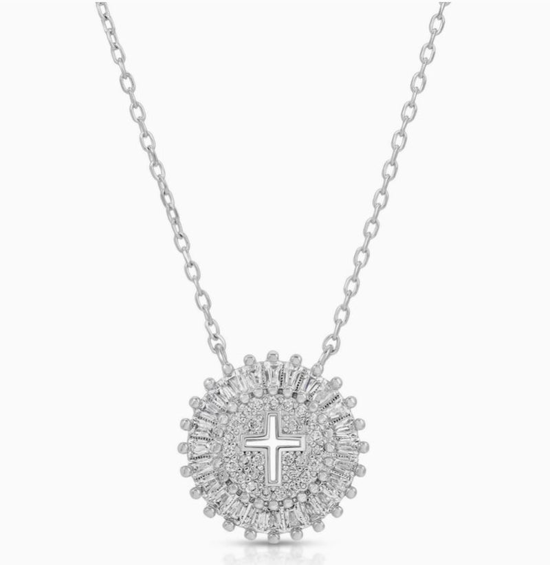 silver shimmer cross necklace 