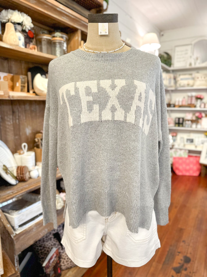 texas grey long sleeve sweater top 