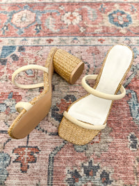 thin strap rattan accent heel 