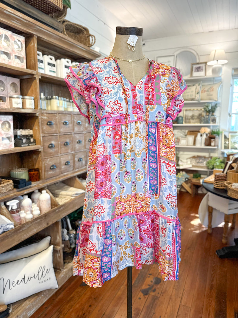 new multi color patchwork style dress 
