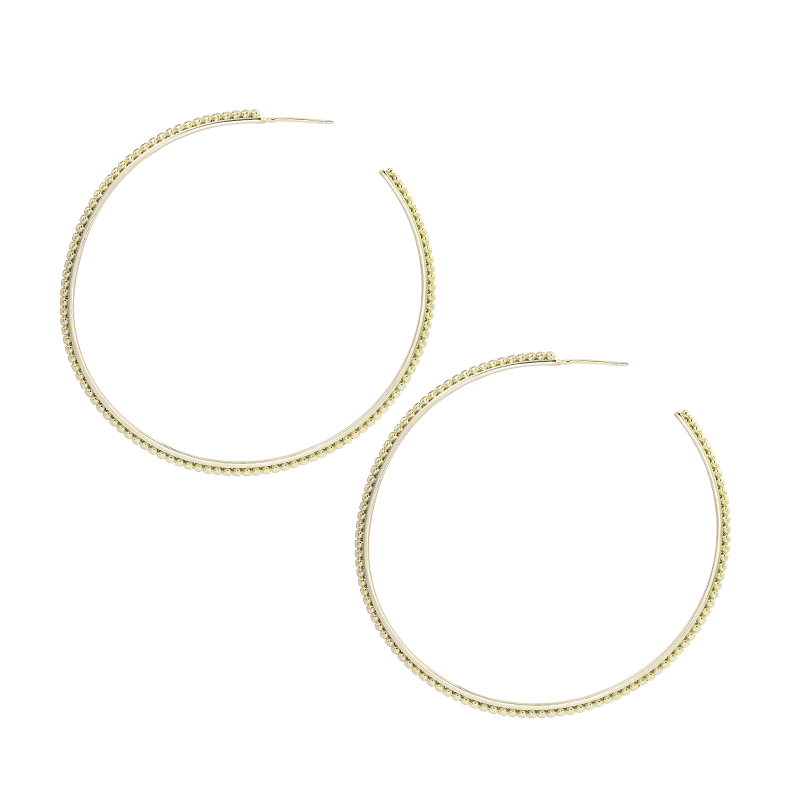 Large Beaded Hoop Earring | Gold