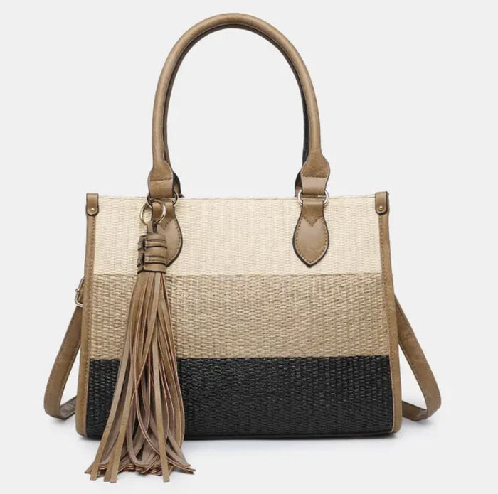 black tan and cream purse 