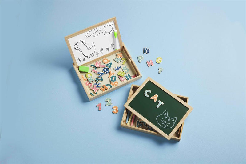 mud pie kids work station with chalkboard, dry erase board and magnets